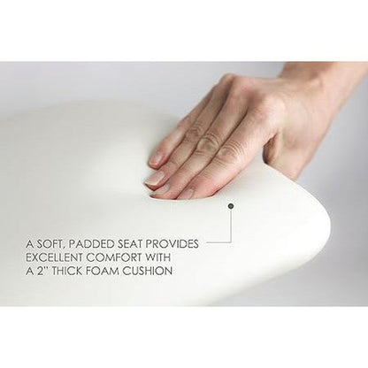 Seachrome Signature Series 26" W x 23" D Naugahyde White Cushion Left-Handed Configuration L-Shaped Transfer Shower Seat With Swing-Down Legs