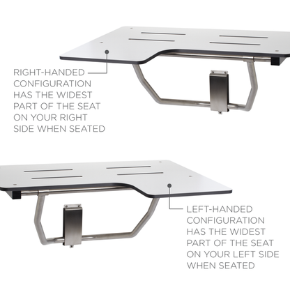 Seachrome Signature Series 26" W x 23" D White One-Piece Solid Phenolic Seat Top Reversible L-Shaped Transfer Shower Seat