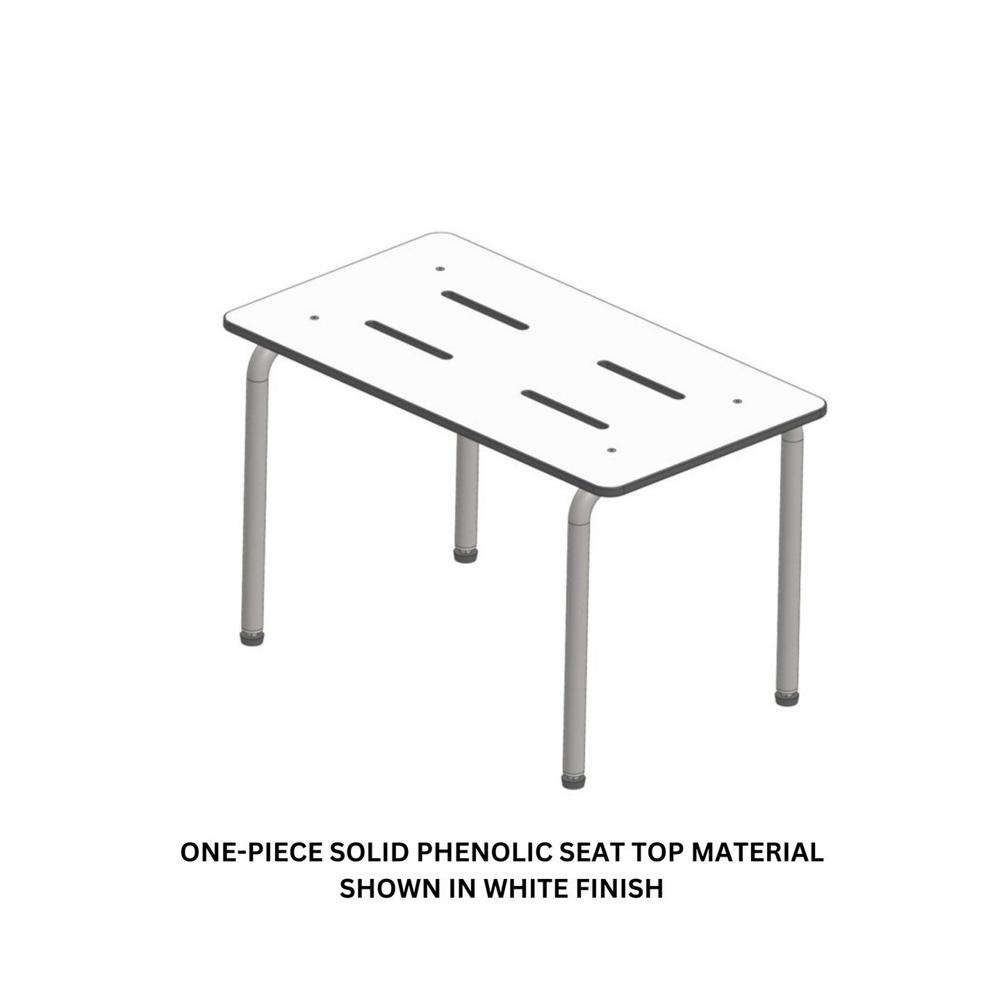 Seachrome Signature Series 27" Teak One-Piece Solid Phenolic Freestanding Shower Bench Seat