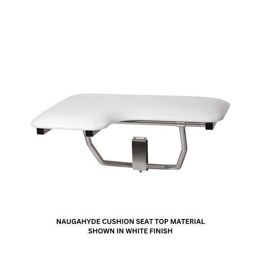 Seachrome Signature Series 28" W x 23" D Naugahyde Almond Cushion Right-Handed Configuration L-Shaped Transfer Shower Seat