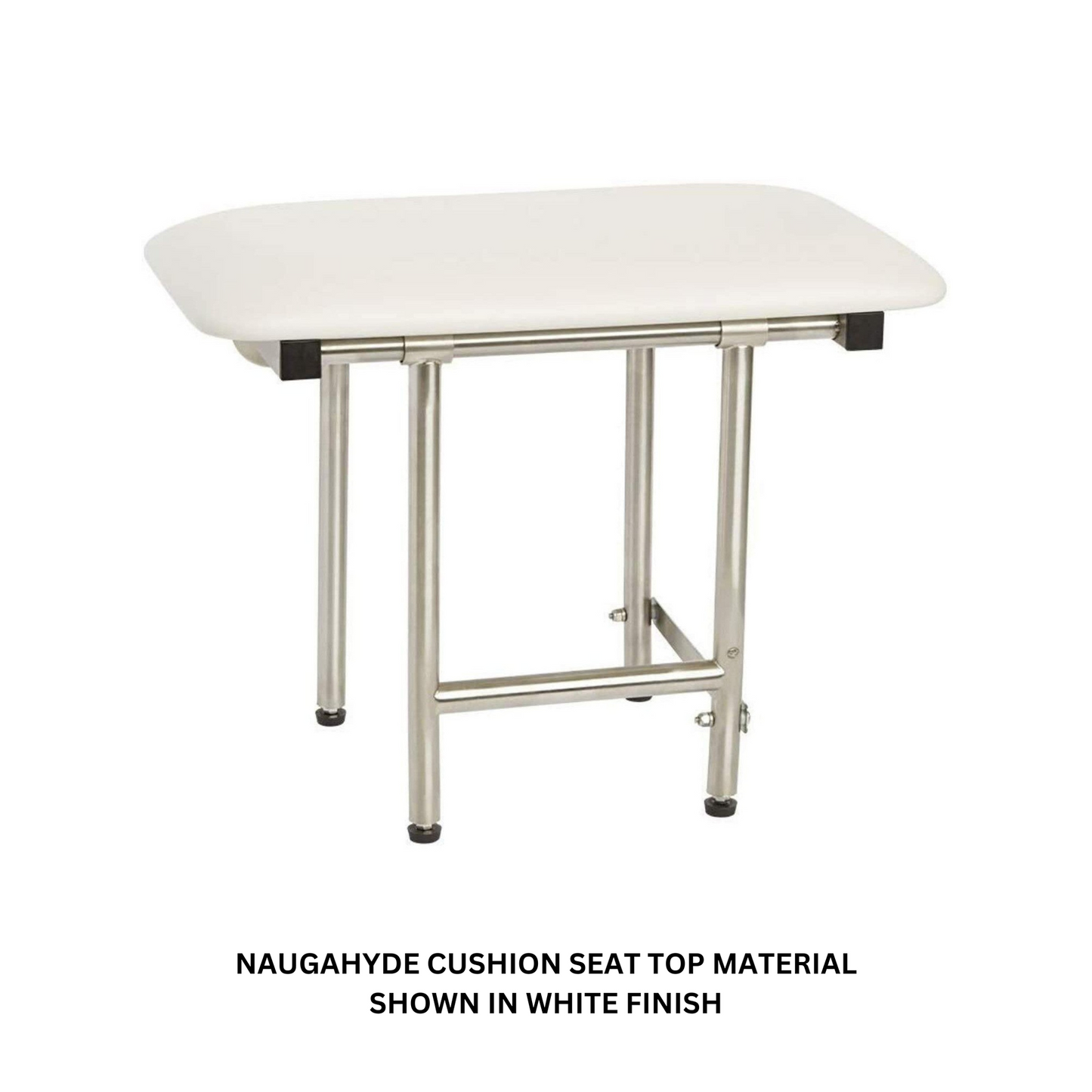 Seachrome Signature Series 30" W x 15" D Naugahyde Almond Cushion Seat Top Bench Shower Seat With Swing-Down Legs