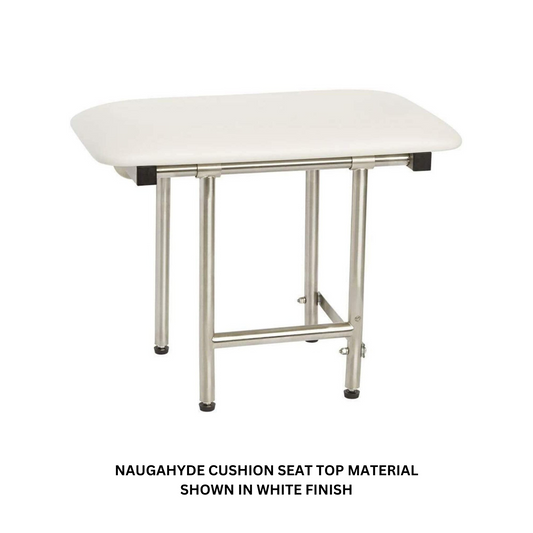 Seachrome Signature Series 30" W x 15" D Naugahyde Almond Cushion Seat Top Bench Shower Seat With Swing-Down Legs