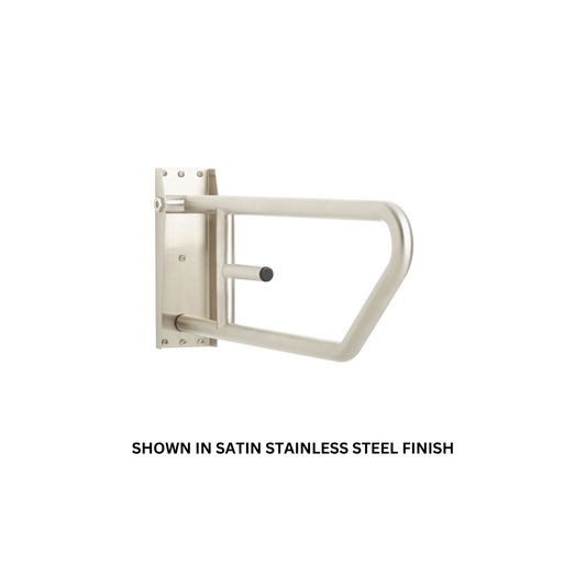 Seachrome Signature Series 30" x 10" Polished Stainless Steel Exposed Flange Swing-Up Grab Bar With Toilet Paper Holder