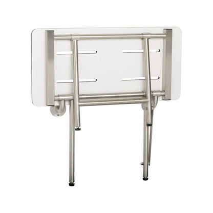 Seachrome Signature Series 32" W x 15" D White One-Piece Solid Phenolic Seat Top Bench Shower Seat With Swing-Down Legs