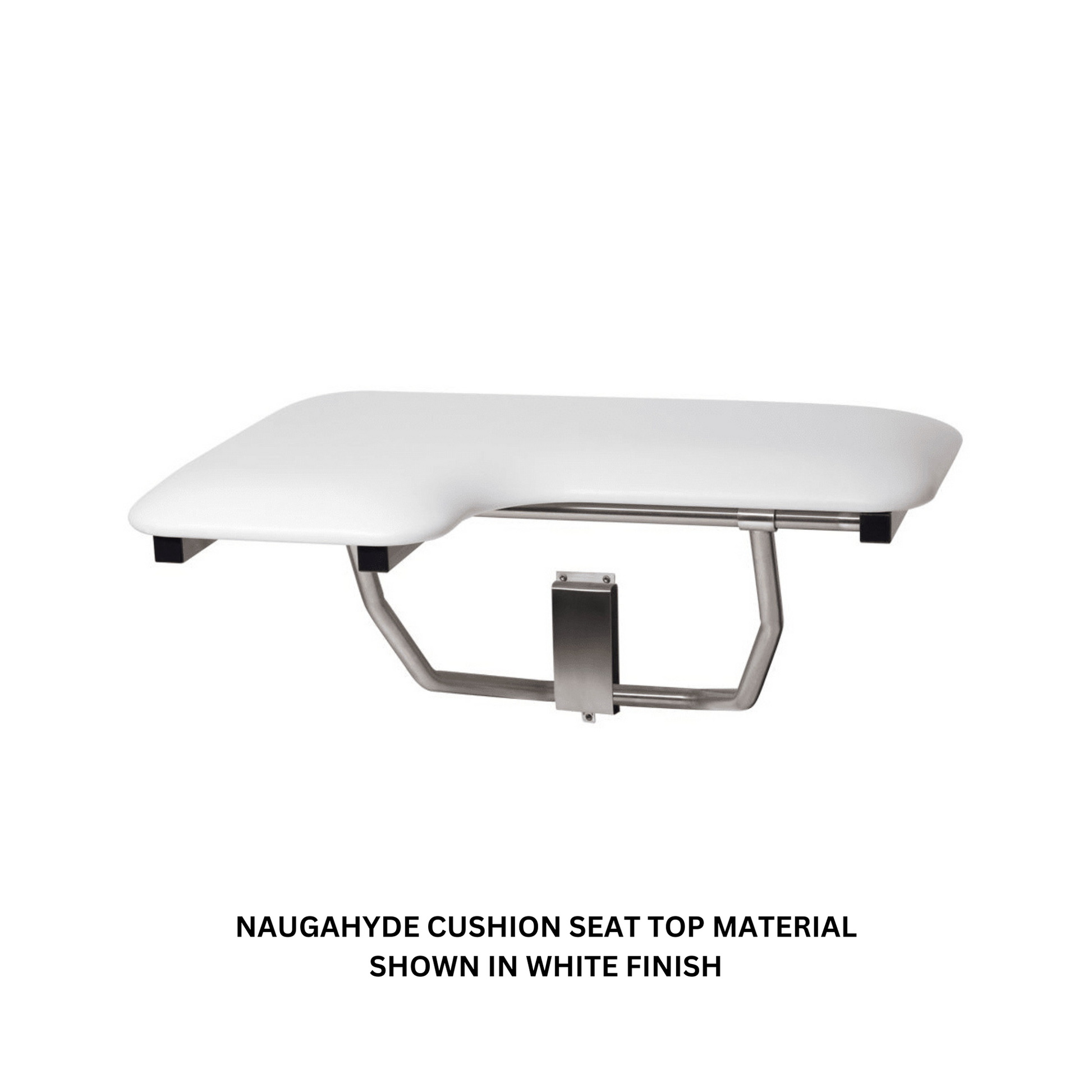 Seachrome Signature Series 32" W x 23" D Naugahyde Almond Cushion Right-Handed Configuration L-Shaped Transfer Shower Seat