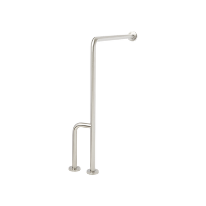 Seachrome Signature Series 33" H x 30" D Satin Stainless Steel 1.25" Bar Diameter Concealed Flange Left-Handed Configuration Wall-To-Floor Grab Bar With Side Leg