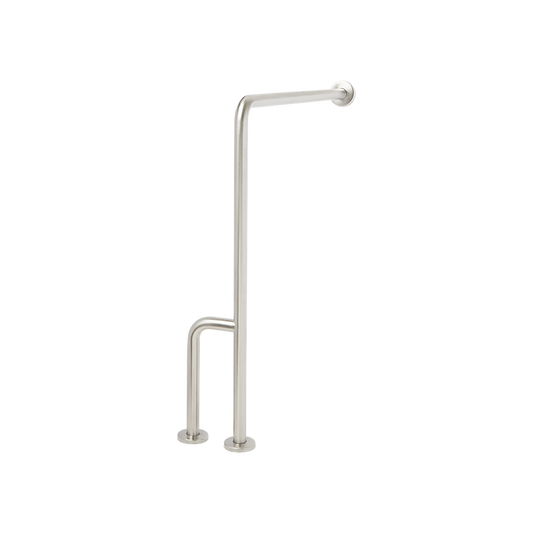 Seachrome Signature Series 33" H x 30" D Satin Stainless Steel 1.25" Bar Diameter Concealed Flange Left-Handed Configuration Wall-To-Floor Grab Bar With Side Leg