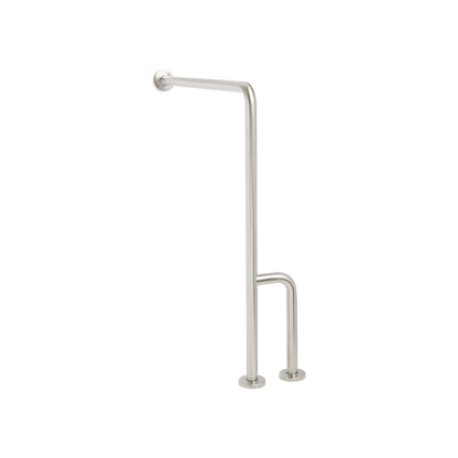 Seachrome Signature Series 33" H x 30" D Satin Stainless Steel 1.25" Bar Diameter Concealed Flange Right-Handed Configuration Wall-To-Floor Grab Bar With Side Leg