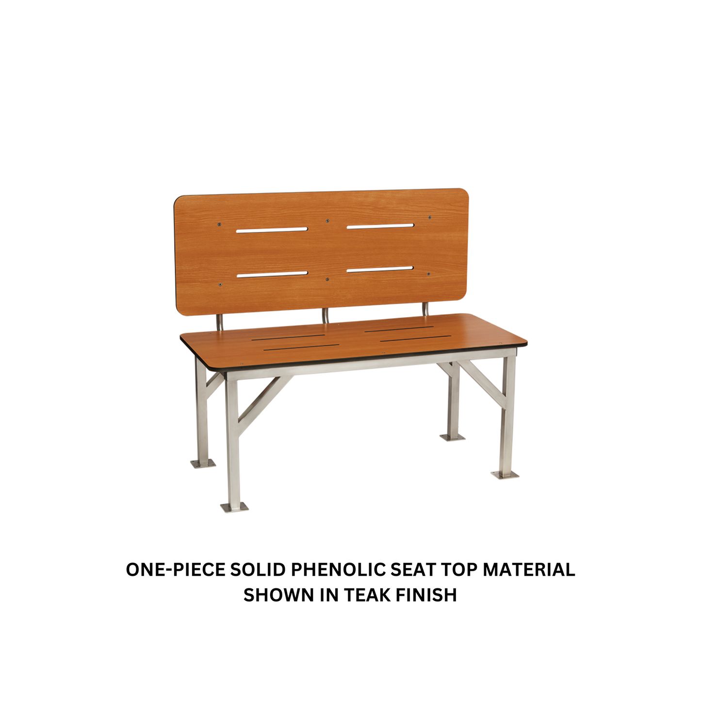 Seachrome Signature Series 42" W x 20" D Almond One-Piece Solid Phenolic Stationary Bench Seat With Backrest