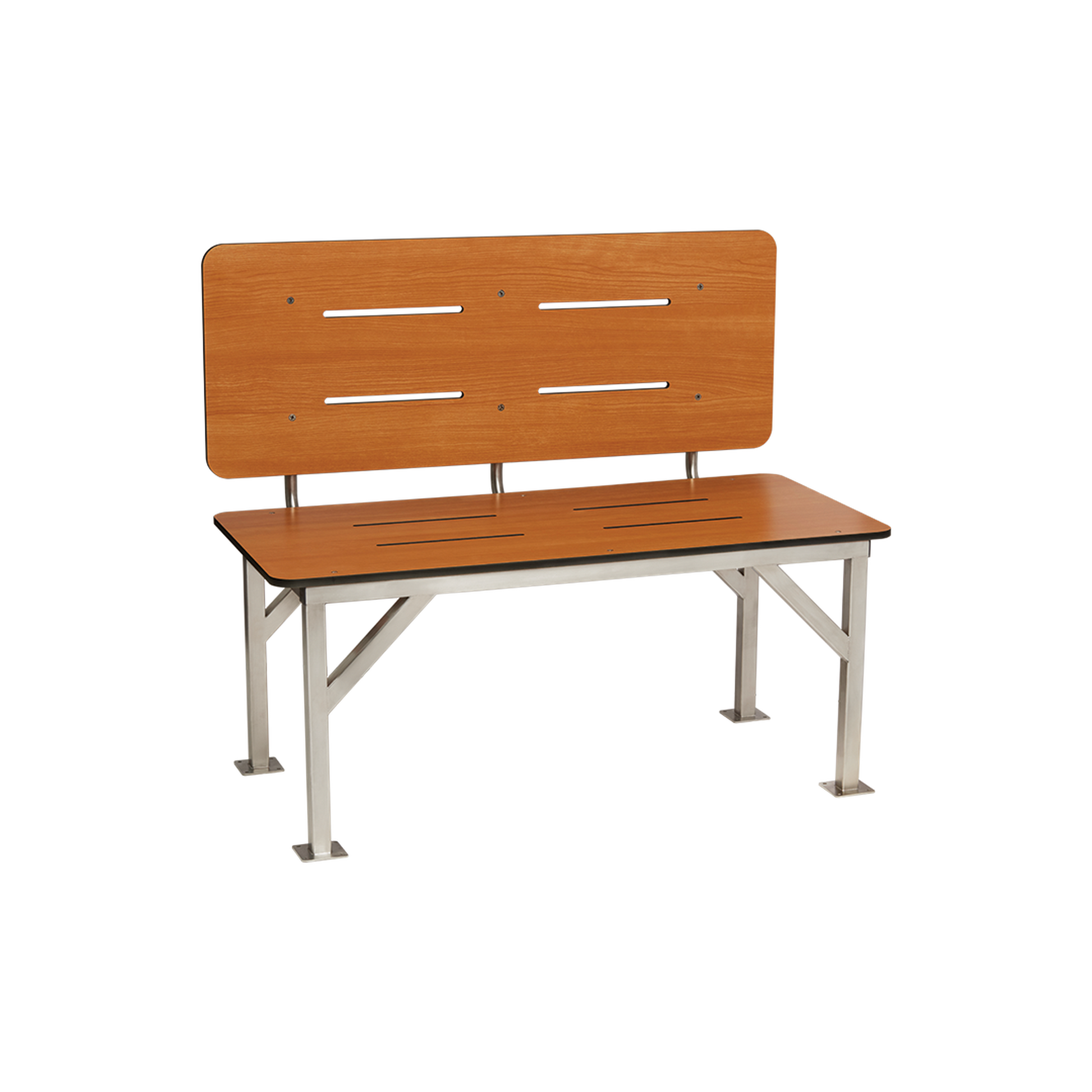 Seachrome Signature Series 42" W x 20" D Teak One-Piece Solid Phenolic Stationary Bench Seat With Backrest