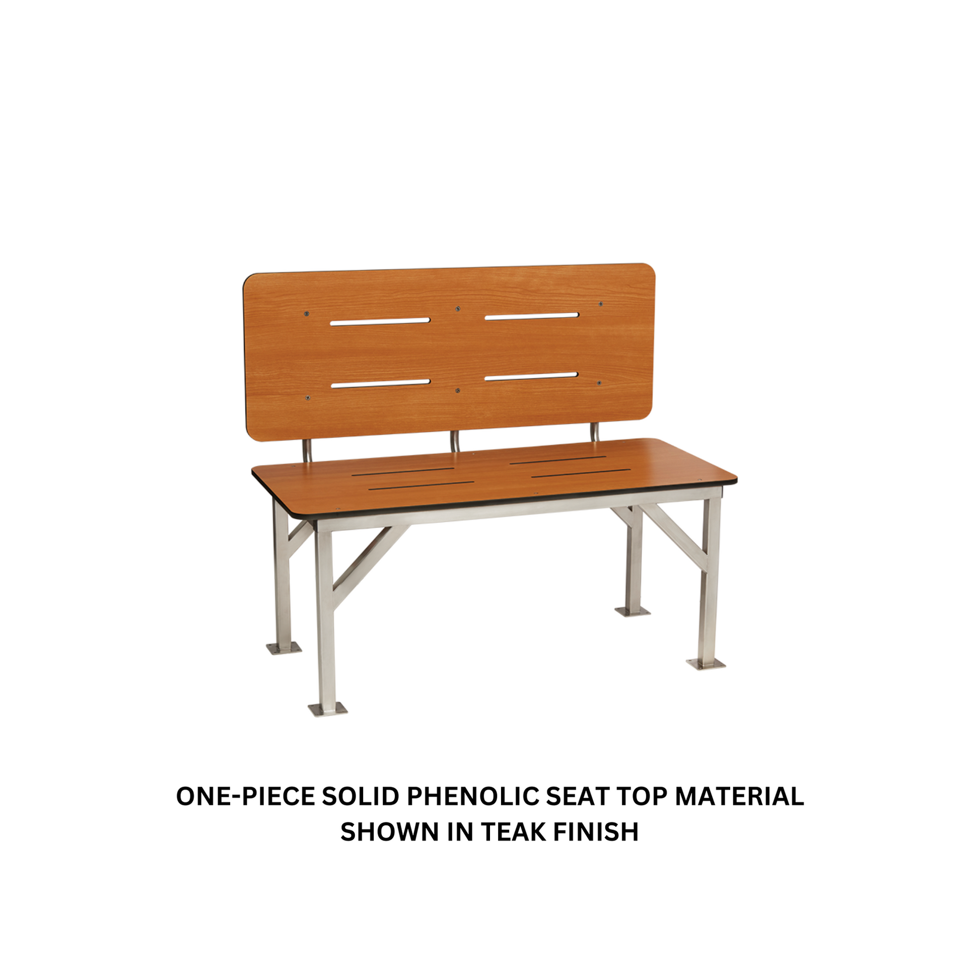 Seachrome Signature Series 48" W x 24" D Almond One-Piece Solid Phenolic Stationary Bench Seat With Backrest
