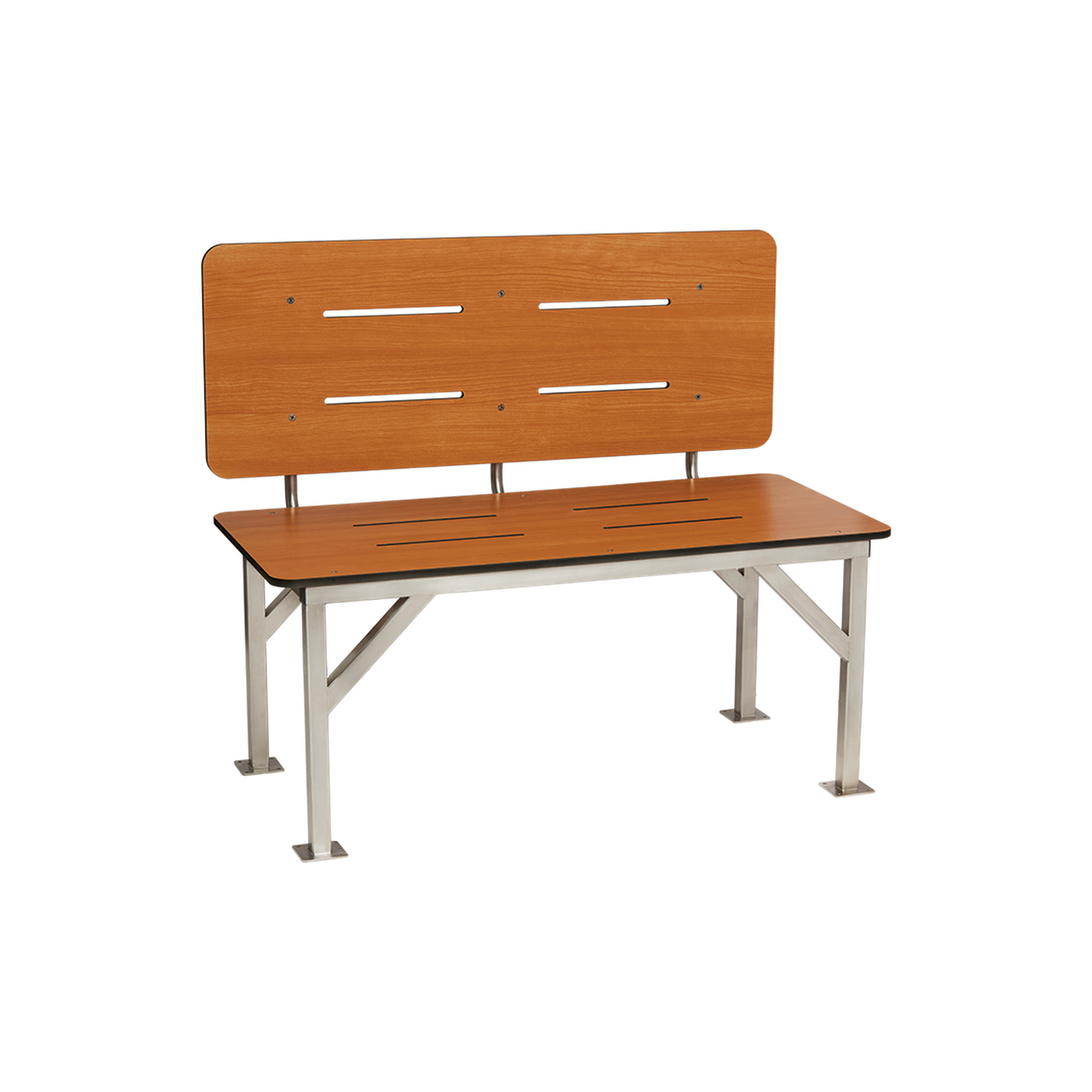 Seachrome Signature Series 48" W x 24" D Teak One-Piece Solid Phenolic Stationary Bench Seat With Backrest