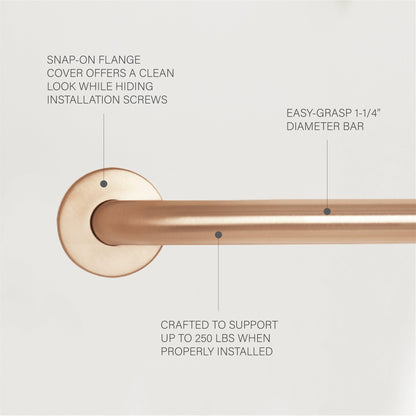 Seachrome Signature Series CuVerro 18" Antimicrobial Copper Alloy 1.5" Bar Diameter Concealed Flange Straight Grab Bar