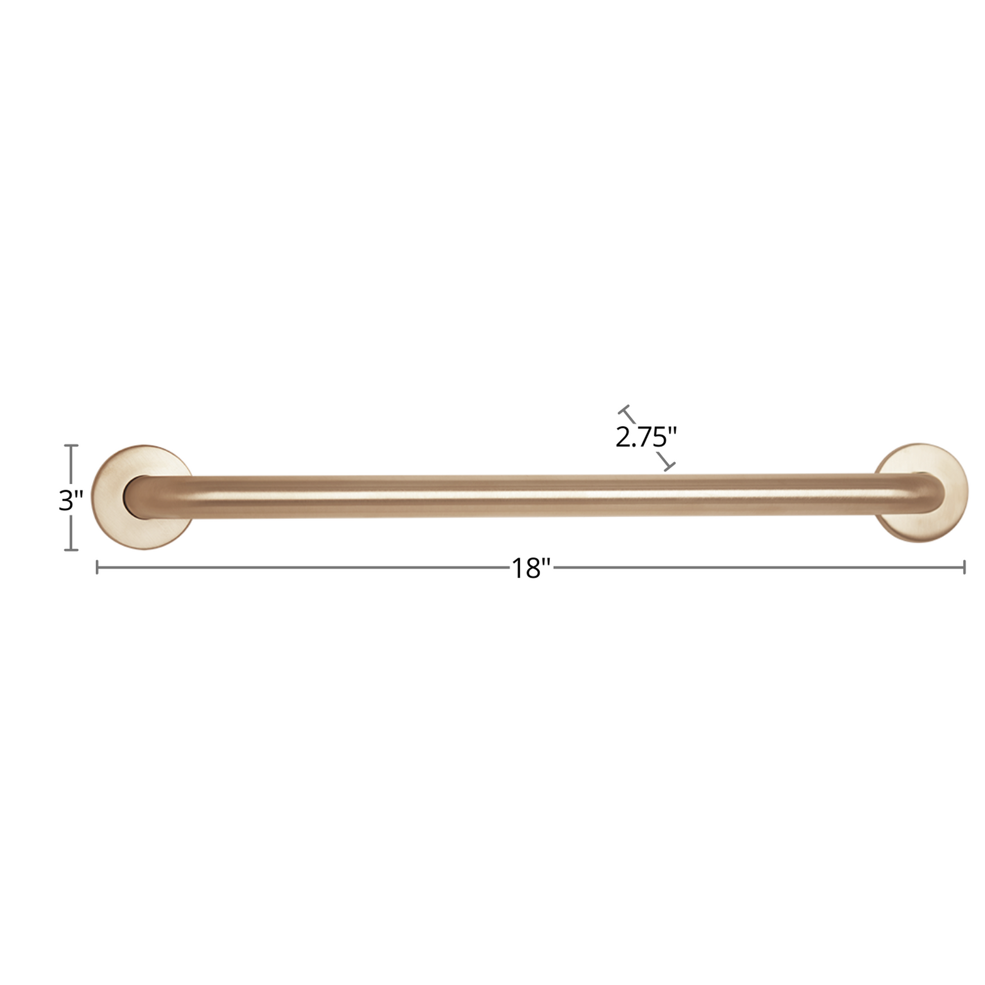 Seachrome Signature Series CuVerro 18" Antimicrobial Copper Alloy 1.5" Bar Diameter Concealed Flange Straight Grab Bar