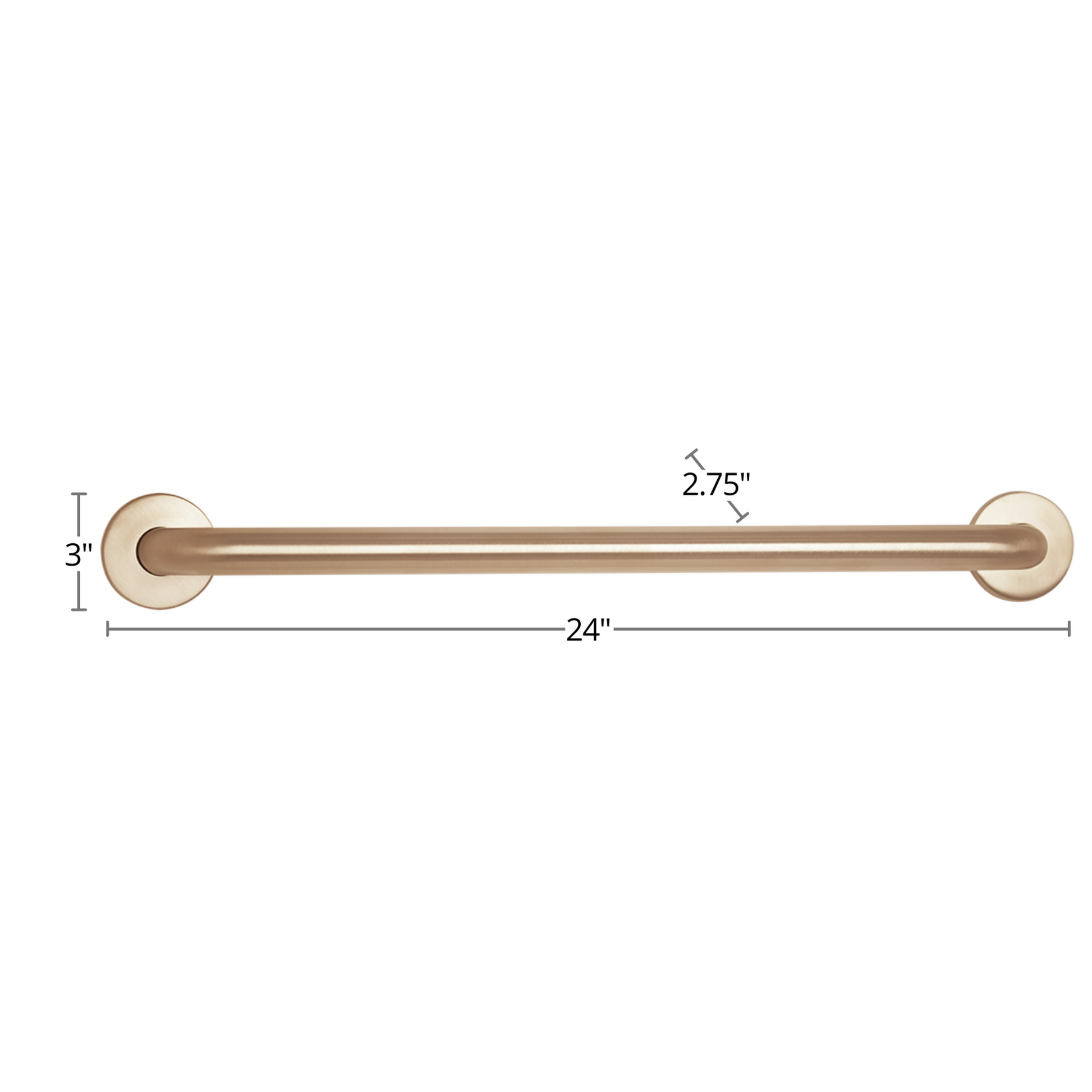 Seachrome Signature Series CuVerro 24" Antimicrobial Copper Alloy 1.5" Bar Diameter Concealed Flange Straight Grab Bar