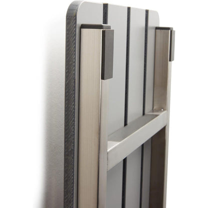 Seachrome Signature Series Hermosa 32" W x 14" D Gray 3" Phenolic Slats Satin Stainless Steel Frame End-Hung Folding Tub Seat