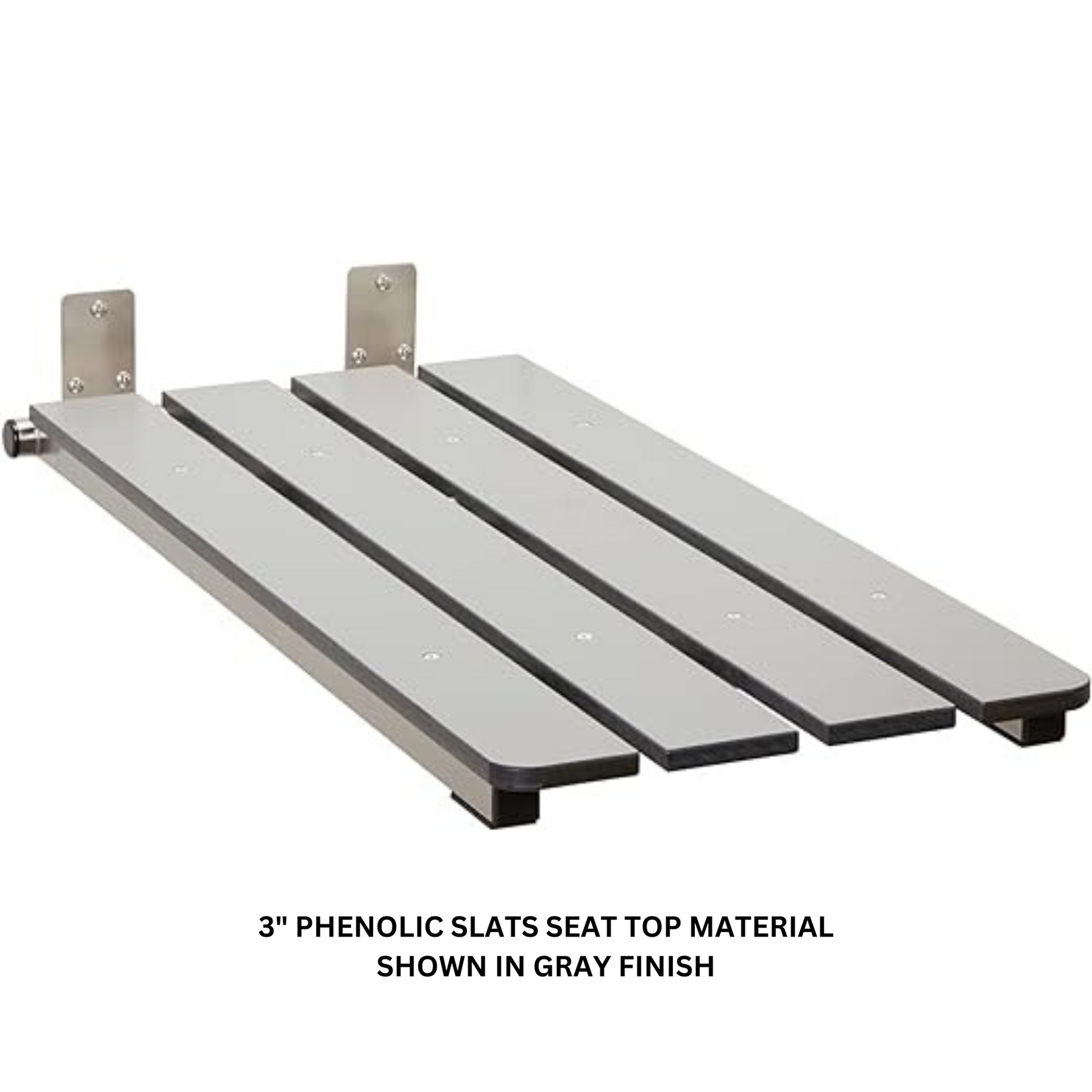 Seachrome Signature Series Hermosa 32" W x 14" D Light Gray 3" Phenolic Slats Satin Stainless Steel Frame End-Hung Folding Tub Seat