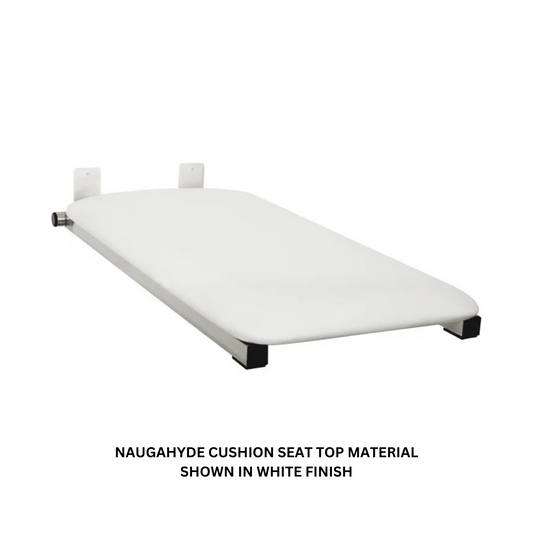 Seachrome Signature Series Hermosa 32" W x 14" D Naugahyde Almond Cushion Satin Stainless Steel Frame End-Hung Folding Tub Seat