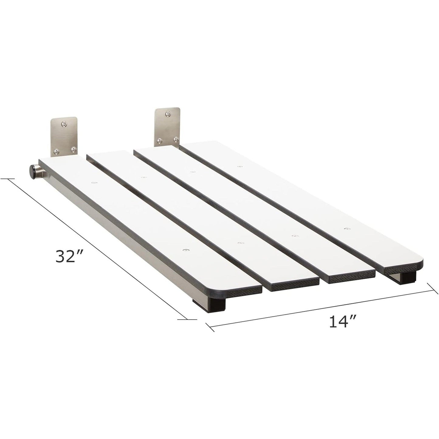 Seachrome Signature Series Hermosa 32" W x 14" D White 3" Phenolic Slats Satin Stainless Steel Frame End-Hung Folding Tub Seat