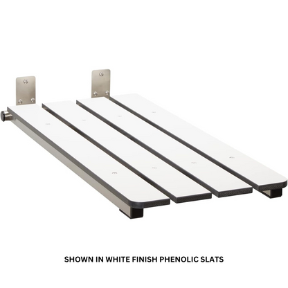Seachrome Signature Series Hermosa 32" W x 16" D Aged Ash 3" Phenolic Slats Satin Stainless Steel Frame End-Hung Folding Tub Seat