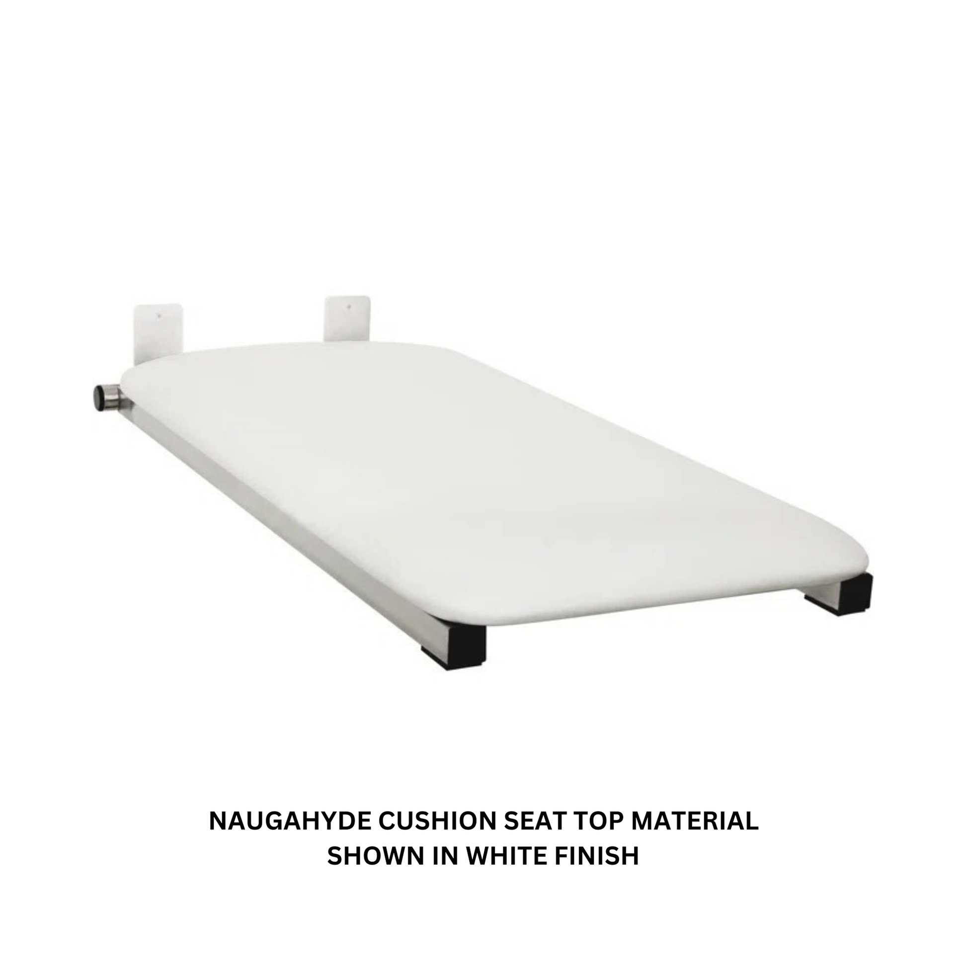 Seachrome Signature Series Hermosa 32" W x 16" D Naugahyde Almond Cushion Satin Stainless Steel Frame End-Hung Folding Tub Seat