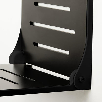 Seachrome Silhouette 19" Phenolic Black Seat Top and Matte Black Frame Wall Mounted High Back Shower Seat