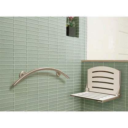 Seachrome Silhouette 19" Phenolic White Seat Top and Silver Frame Wall Mounted Arch Back Shower Seat