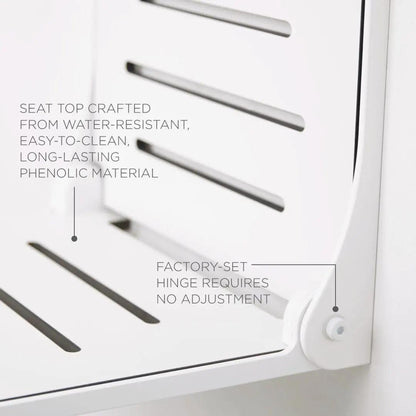 Seachrome Silhouette 19" Phenolic White Seat Top and White Frame Wall Mounted Arch Back Shower Seat