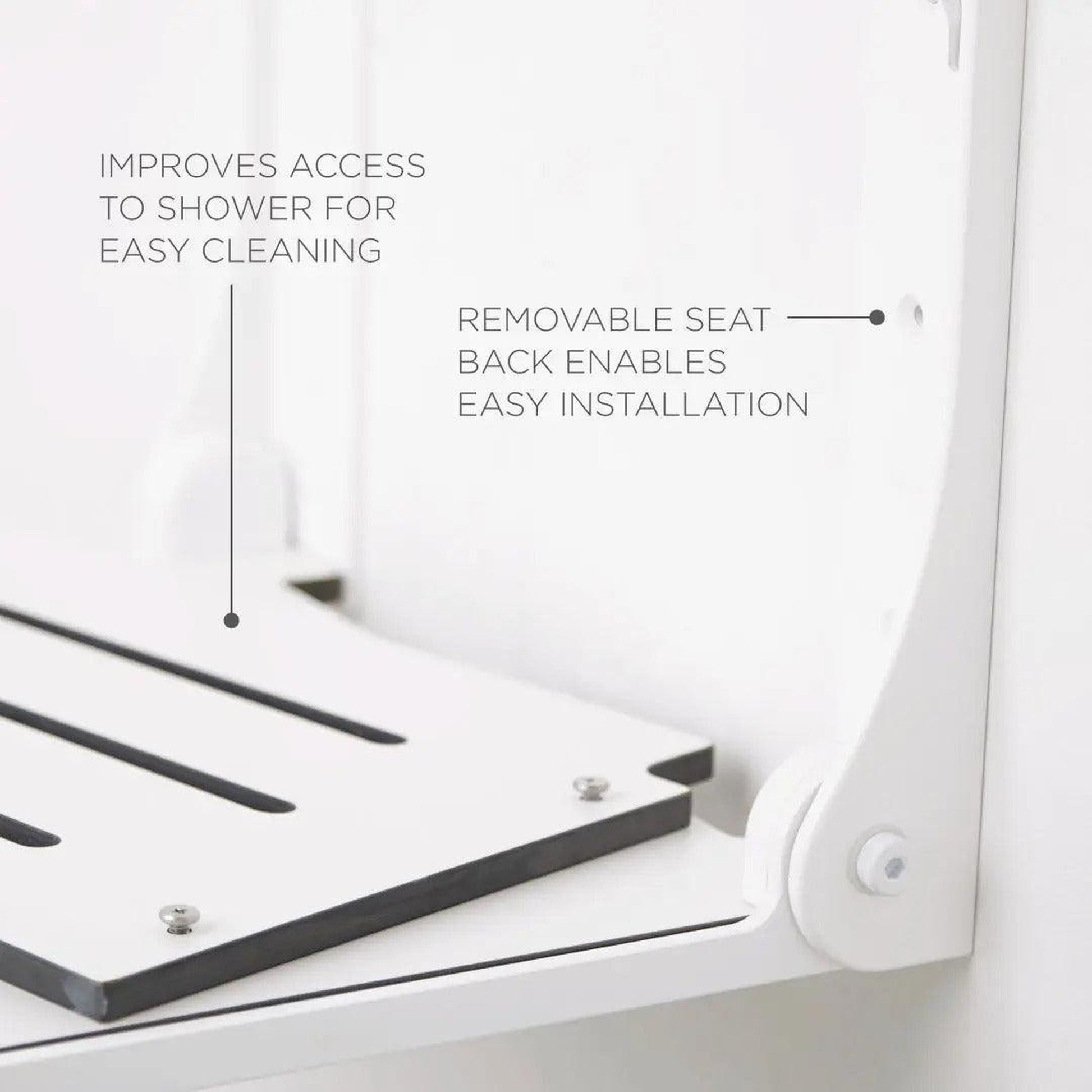 Seachrome Silhouette 19" Phenolic White Seat Top and White Frame Wall Mounted Arch Back Shower Seat