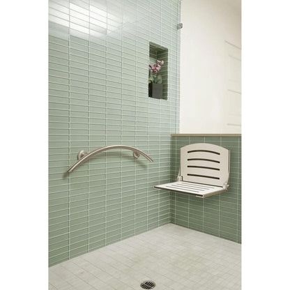 Seachrome Silhouette 19" Phenolic White Seat Top and White Frame Wall Mounted Arch Back Shower Seat