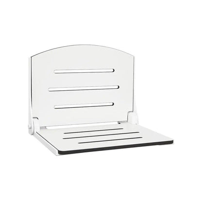 Seachrome Silhouette 19" Phenolic White Seat Top and White Frame Wall Mounted Arch Back Shower Seat