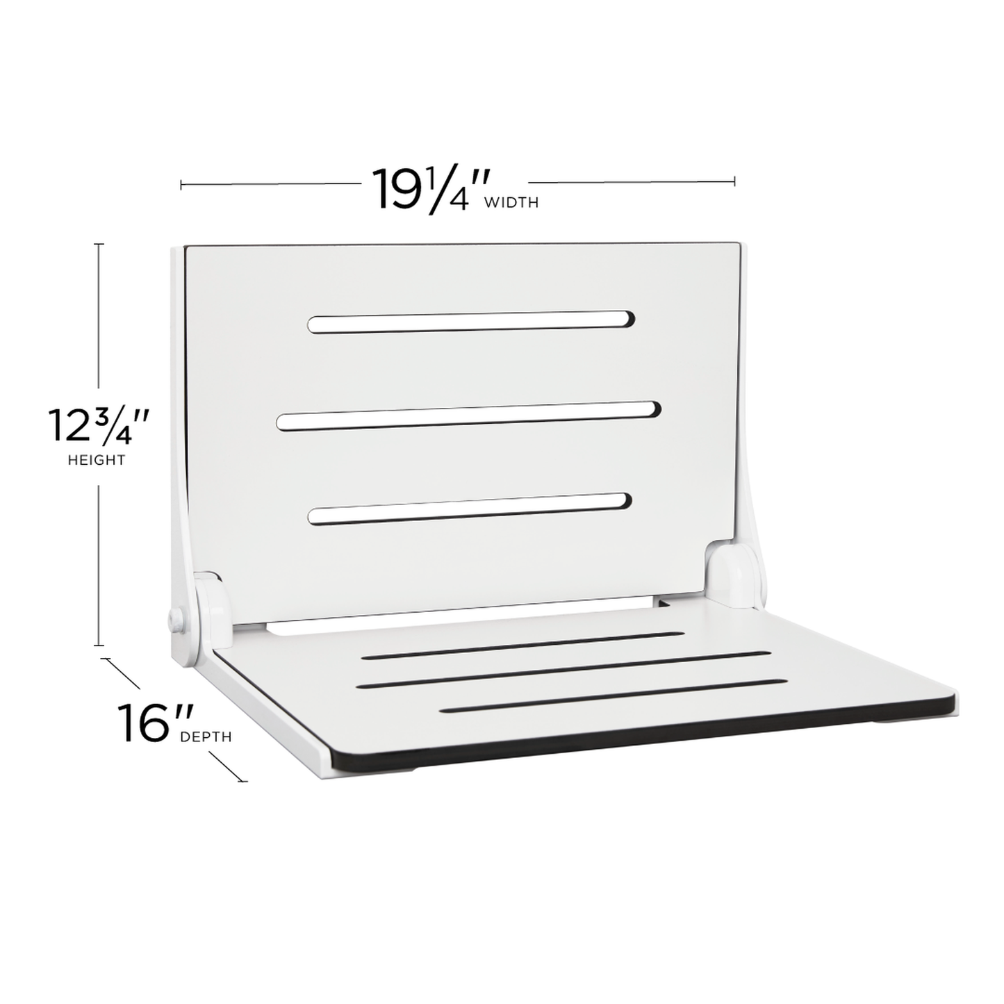 Seachrome Silhouette 19" Phenolic White Seat Top and White Frame Wall Mounted High Back Shower Seat