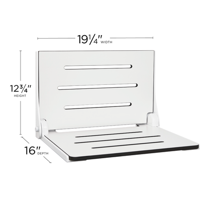 Seachrome Silhouette 19" Phenolic White Seat Top and White Frame Wall Mounted High Back Shower Seat