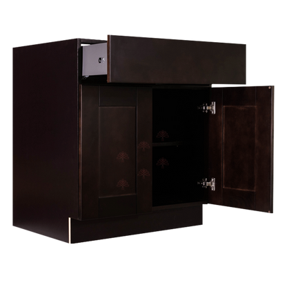 Selected Vendors AE-B33 Anchester 33" x 35" Freestanding Frameless Base Espresso Wood Cabinet