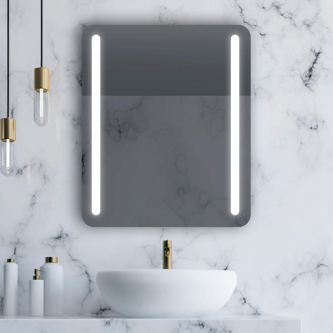 Seura Lumin 24" W x 36" H Wall Switch Dimming Rounded Rectangle LED Lighted Mirror