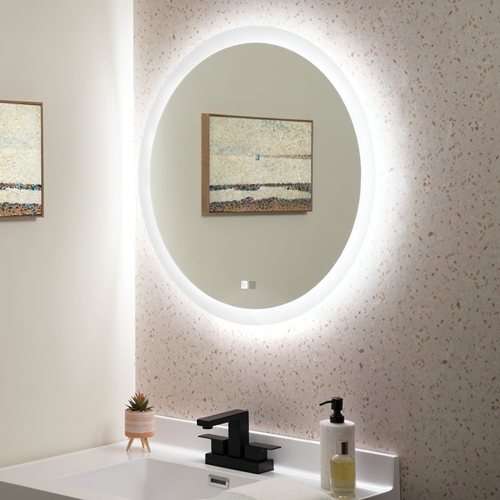 Seura Opus 30" x 42" Round Wall-Mounted LED Lighted Mirror