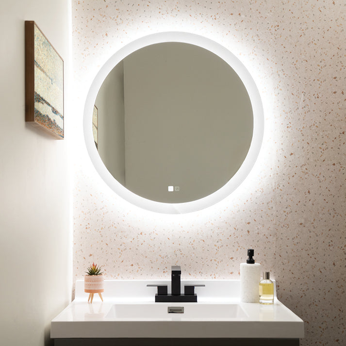 Seura Opus 30" x 42" Round Wall-Mounted LED Lighted Mirror