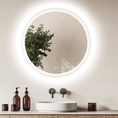 Seura Opus 30" x 42" Round Wall-Mounted LED Lighted Mirror