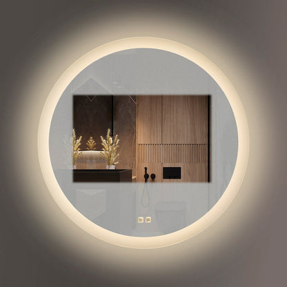 Seura Opus 30" x 42" Round Wall-Mounted LED Lighted Mirror