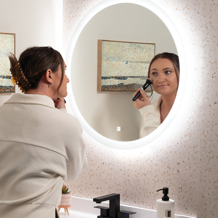 Seura Opus 30" x 42" Round Wall-Mounted LED Lighted Mirror