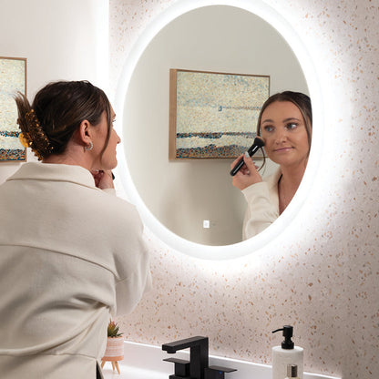 Seura Opus 30" x 42" Round Wall-Mounted LED Lighted Mirror