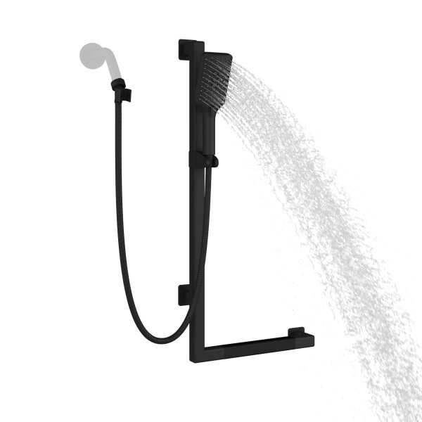 PULSE ShowerSpas Seville 2.5 GPM Multi-Function Handshower Matte Black Left Slide Bar