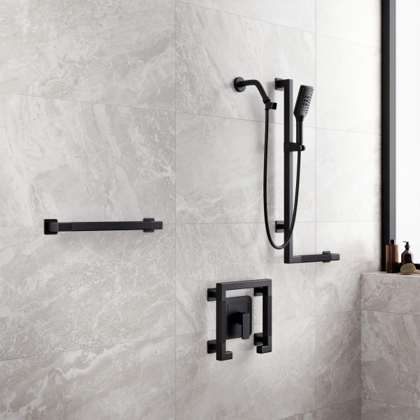 PULSE ShowerSpas Seville 2.5 GPM Multi-Function Handshower Matte Black Left Slide Bar