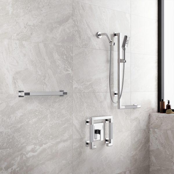 PULSE ShowerSpas Seville 2.5 GPM Multi-Function Handshower Stainless Steel Brushed Left Slide Bar