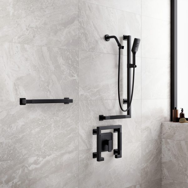 PULSE ShowerSpas Seville 2.5 GPM Multi-Function Handshower Matte Black Right Slide Bar