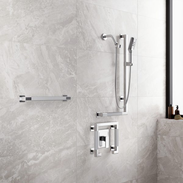 PULSE ShowerSpas Seville 2.5 GPM Multi-Function Handshower Stainless Steel Polished Right Slide Bar