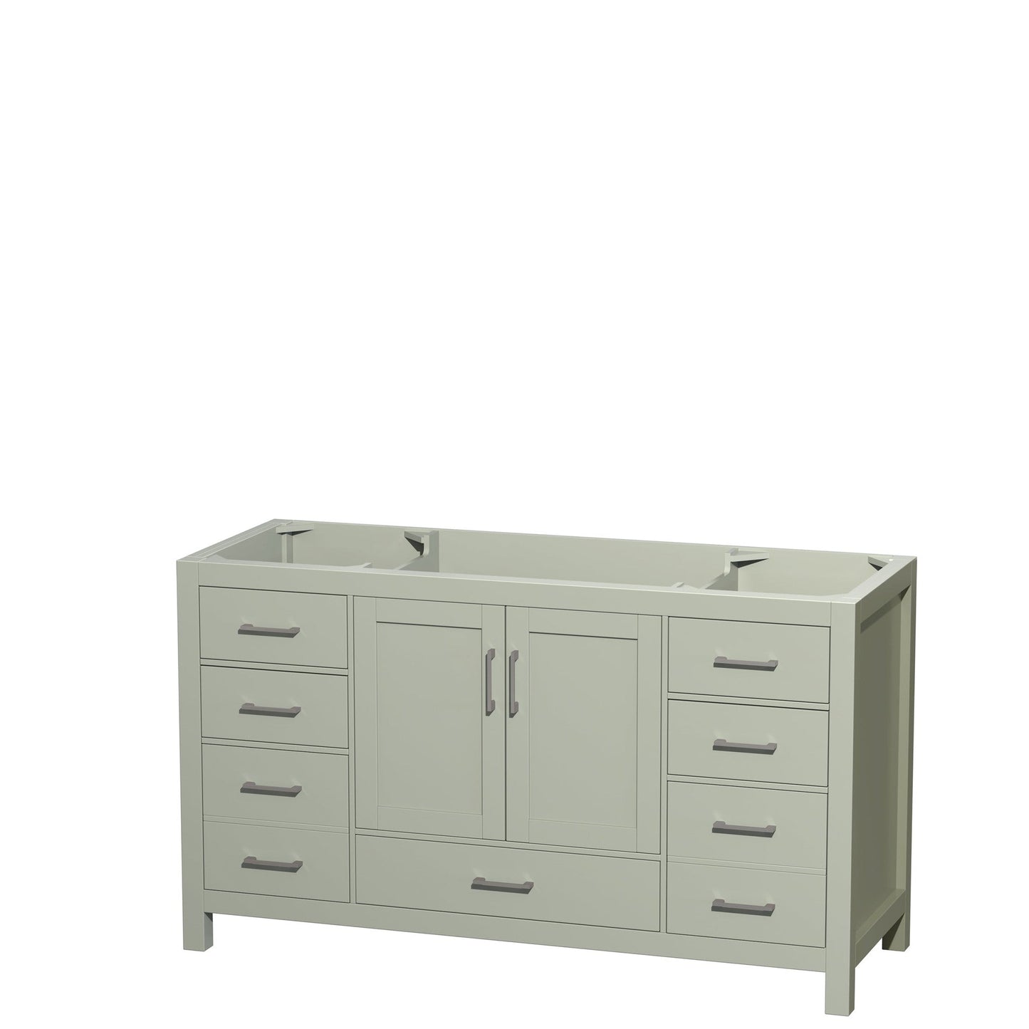 Sheffield 60" Single Bathroom Vanity in Light Green, No Countertop, No Sink, Brushed Nickel Trim