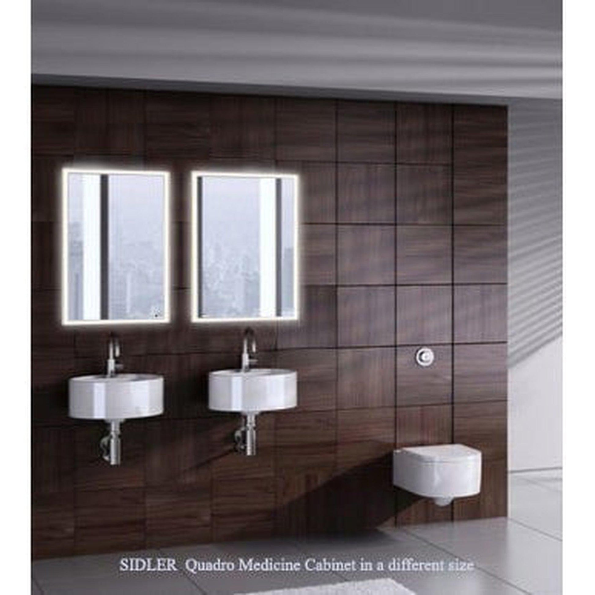 Sidler Quadro 59" x 36" 4000K 3 Mirror Doors Anodized Aluminum Medicine Cabinet With Night Light Function, Built-in GFCI Outlet and USB port