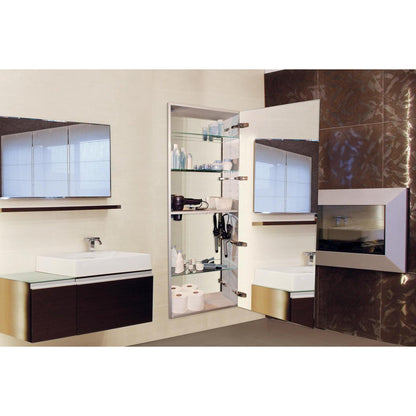 Sidler Tall 19" x 60" x 6" Full Length Left Hinged Mirror Door Anodized Aluminum Medicine Cabinet