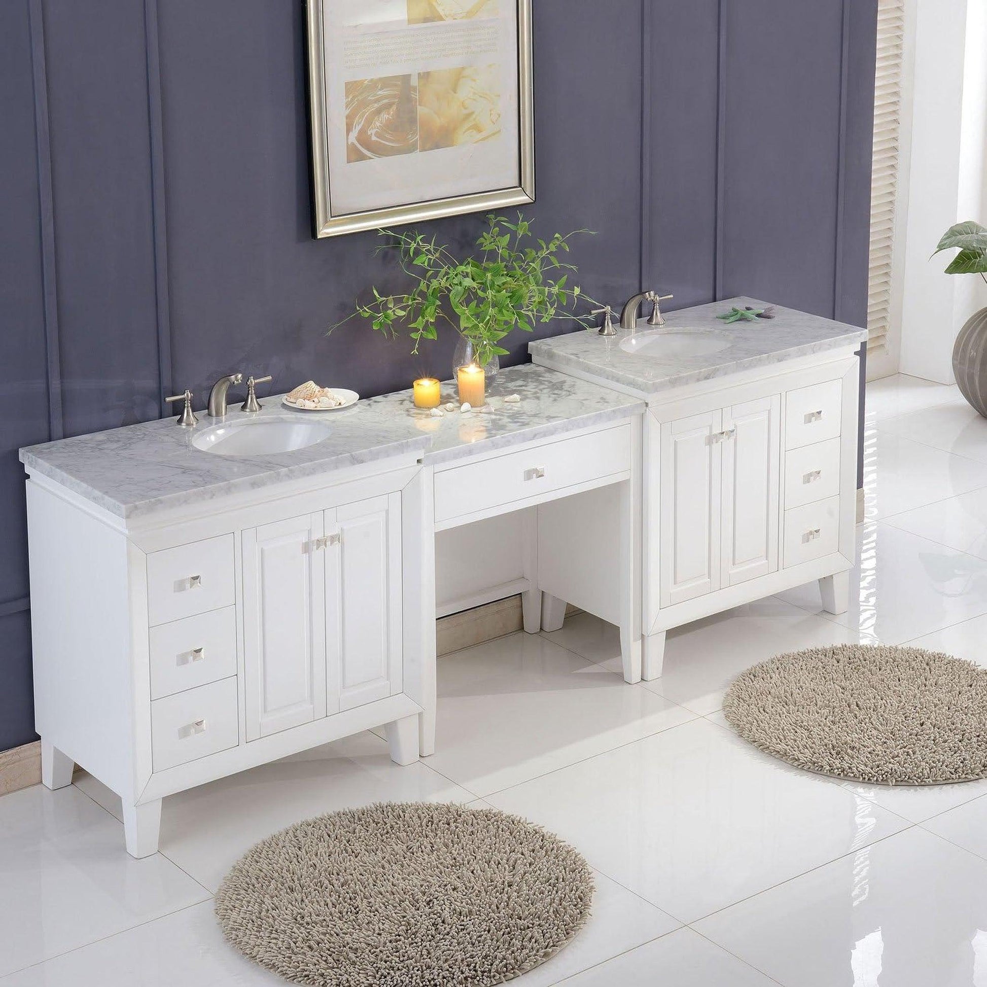 Silkroad Exclusive 67-in White Undermount Single Sink Bathroom